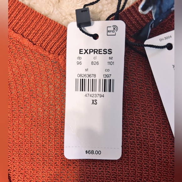 NWT-Express Sheer Banded Bottom V neck SoHo Sweater. Size XS - Picture 4 of 6